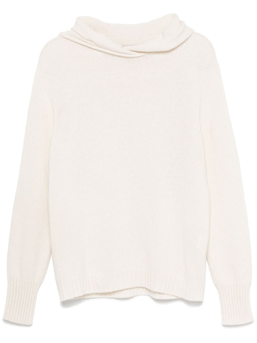 Shop Drumohr Long Sleeve Boxy Hooded Sweater In Beige