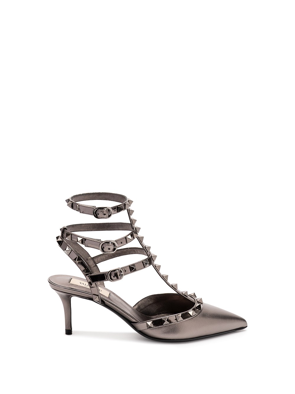 Valentino Garavani `rockstud` Ankle Strap Pumps In Gray