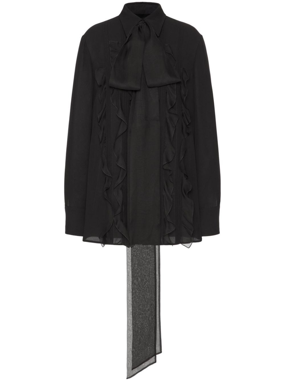 Shop Valentino `georgette` Shirt In Black  