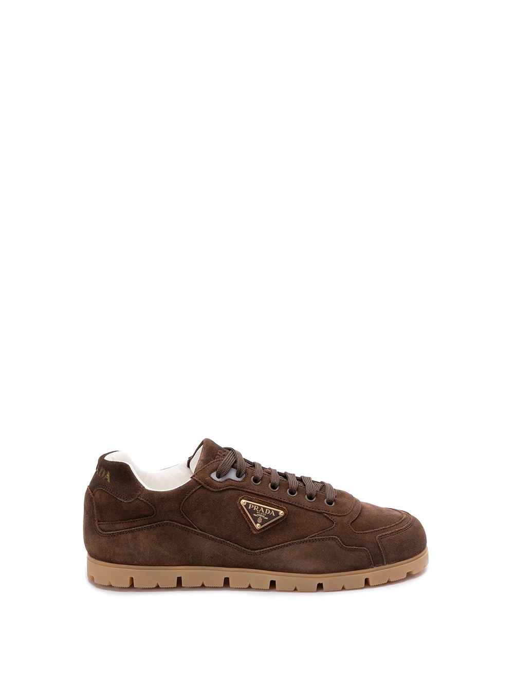 Shop Prada Suede Sneakers In Brown