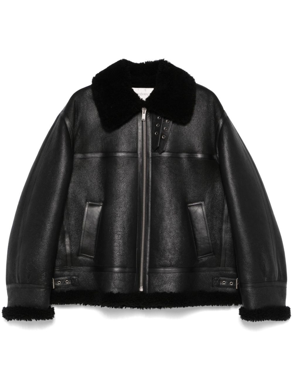 Saint Laurent Leather Bomber Jacket In Black