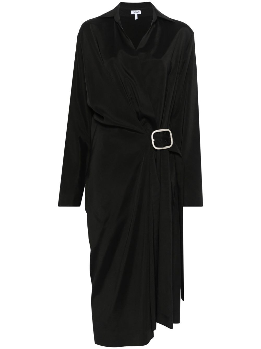 Shop Loewe Belted Dress In Black