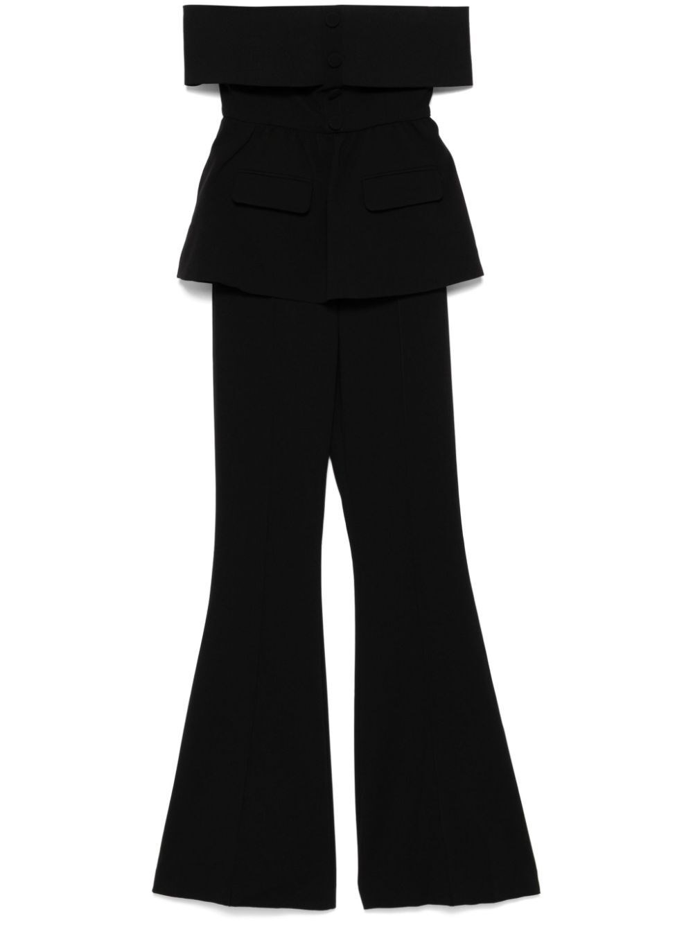 Shop Self-portrait Off Shoulder Jumpsuit In Black