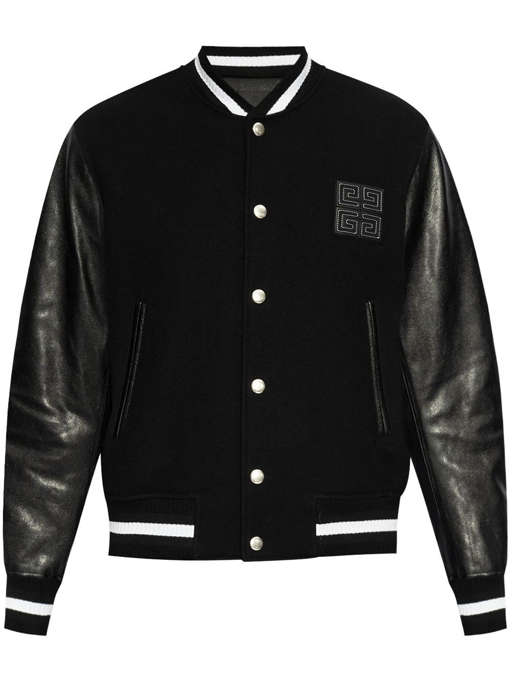 Givenchy Black Jacket With 4g Motif On Front In Wool And Tech Fabric Blend Man In Black