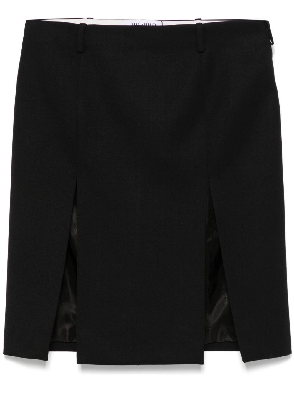 Attico Virgin Wool Midi Skirt In Black  
