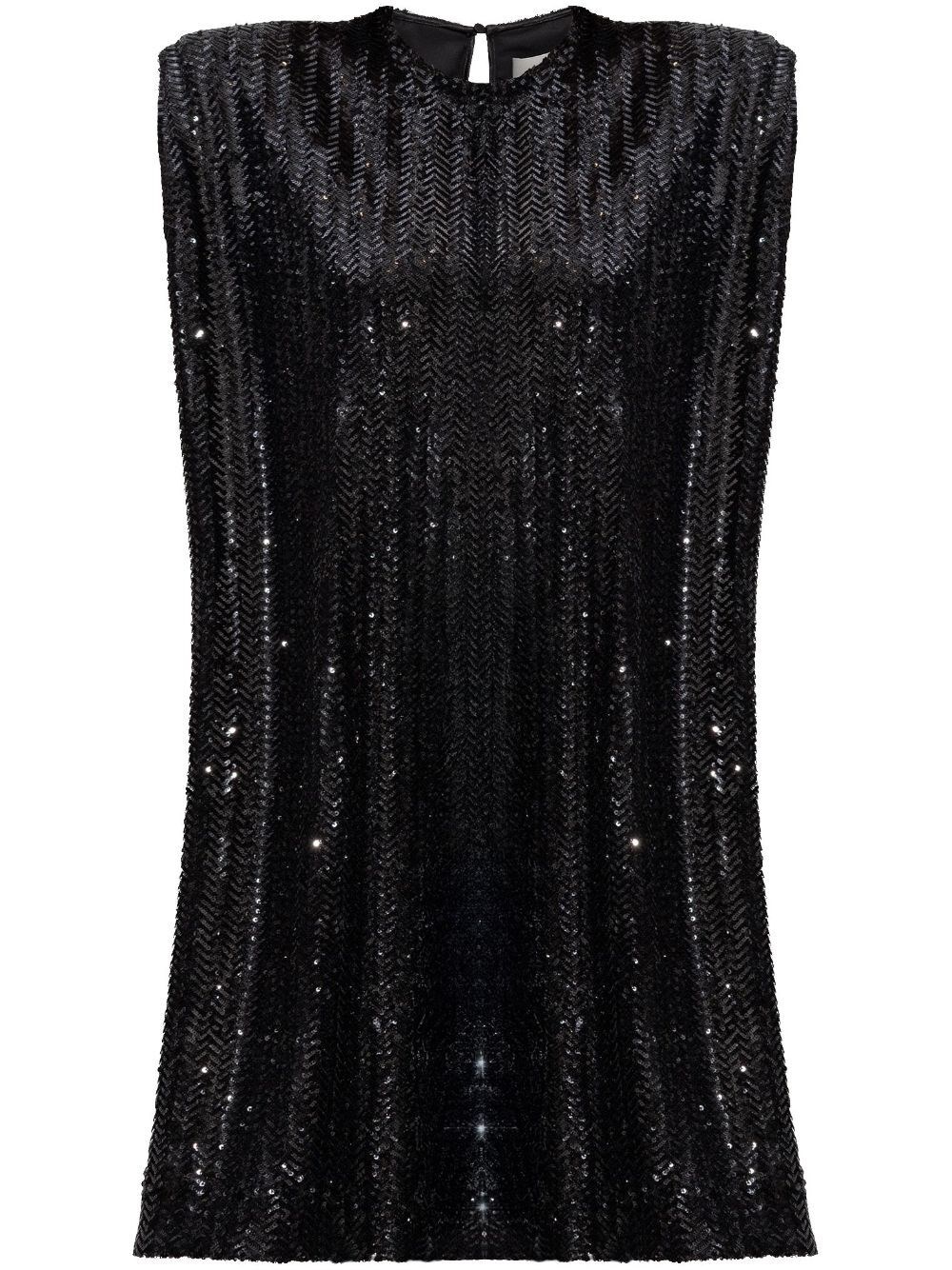 Shop Golden Goose `journey` Sleeveless Dress With Shoulderpads In Black