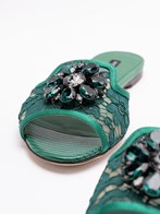 サンダル・ミュール Dolce Gabbana Rainbow Slides With Brooch Detailing Lace rainbow slides with brooch detailing in Grey for Women