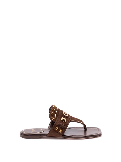 サンダル・ミュール Valentino Garavani Vg Plaster Caster Thong Sandals Valentino Garavani Plaster Caster Thong Sandal in Nero | FWRD
