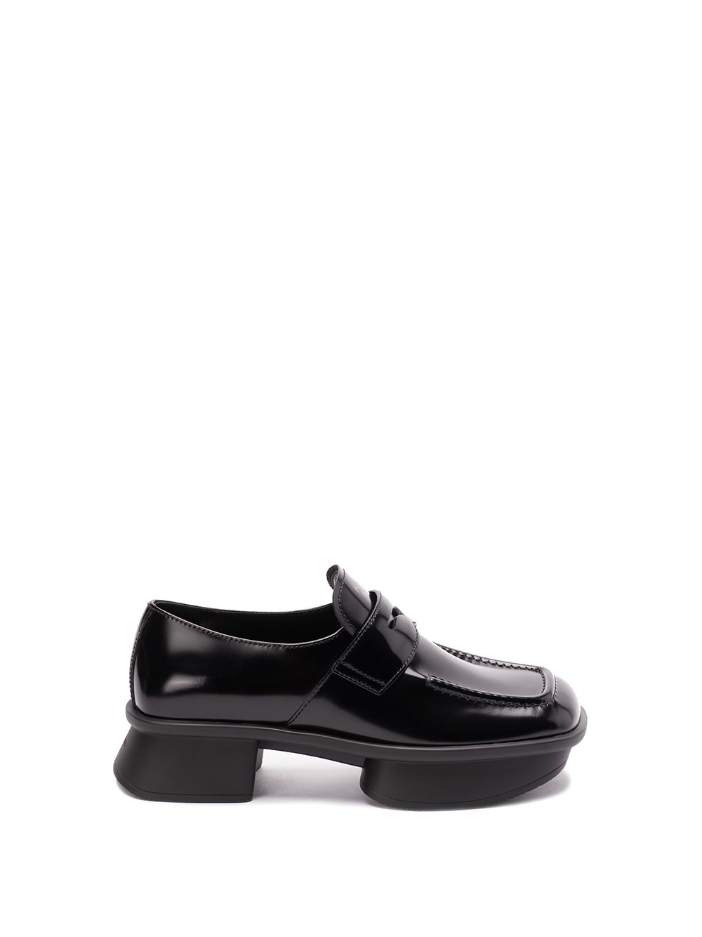 Shop Prada Brushed Leather Loafers In Black