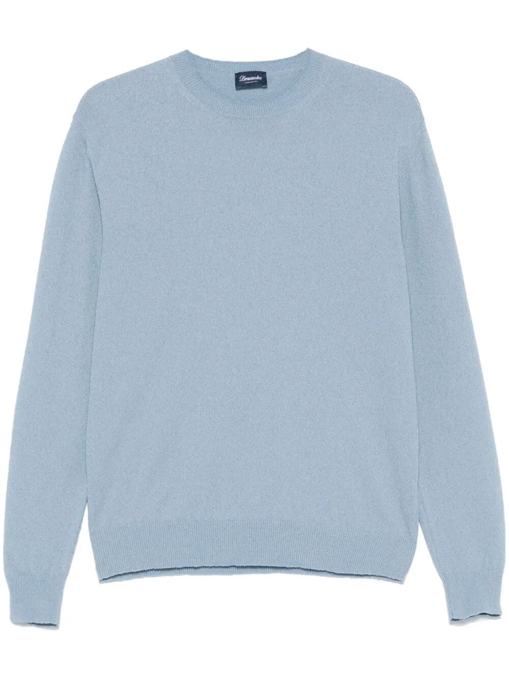 Drumohr Textured Long Sleeve Crew-neck Sweater In Blue