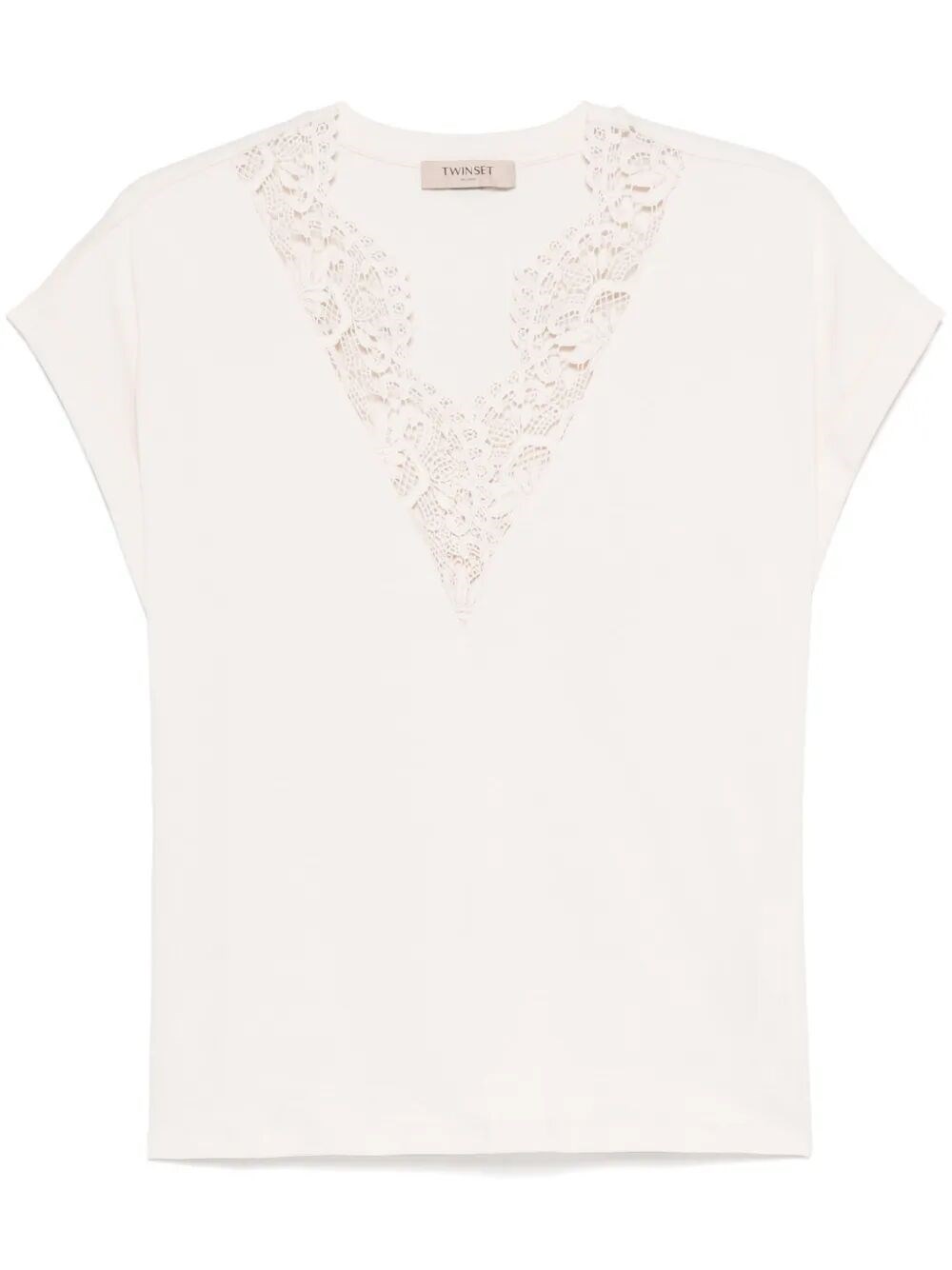 Twinset White T-shirt With Ruffle In Pink