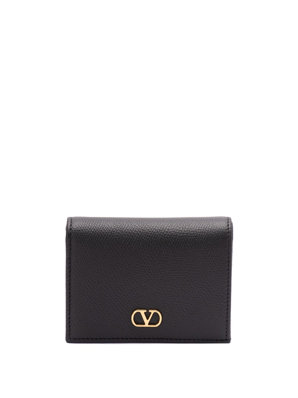 Shop Valentino `vlogo Signature` Flap French Wallet In Black