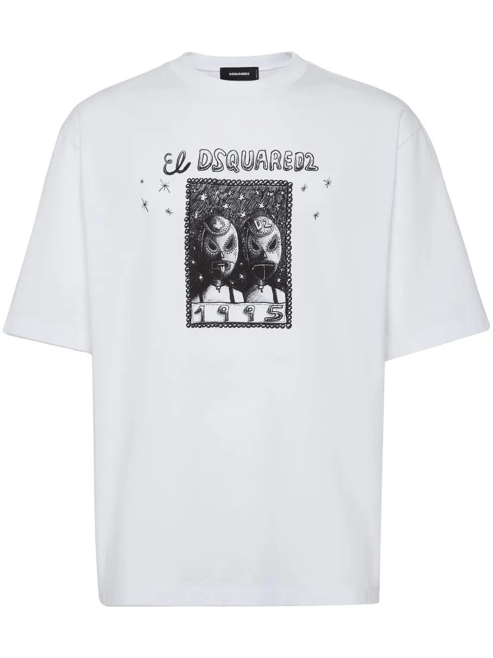Dsquared2 Short Sleeve Crewneck T-shirt With Bold Graphic Print In White