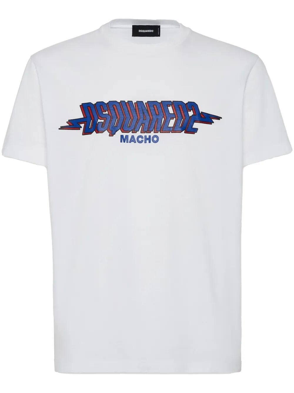 Dsquared2 White Crewneck T-shirt With Logo Print On The Front In Cotton Man In White