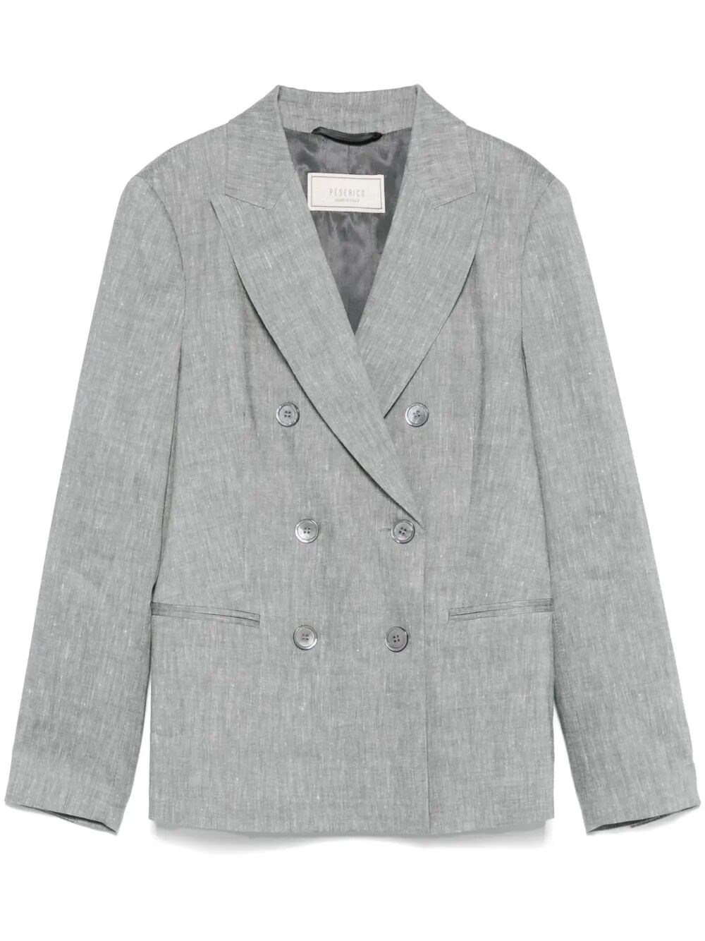 Peserico Double-breasted Tailored Jacket With Classic Lapel In Blue