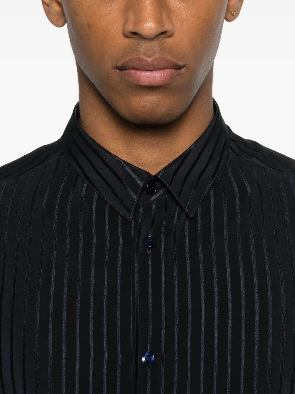 トップス SAINT LAURENT leather neck polo Saint Laurent Mens T - Shirt Polos Leather Collar Blue Size