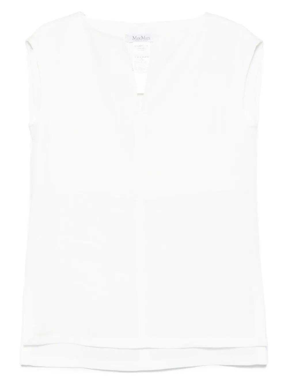 Max Mara Sleeveless Top With Cap Sleeves And Side Slits In White