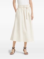 brunello cucinelli stretch cotton gabardine belted circle