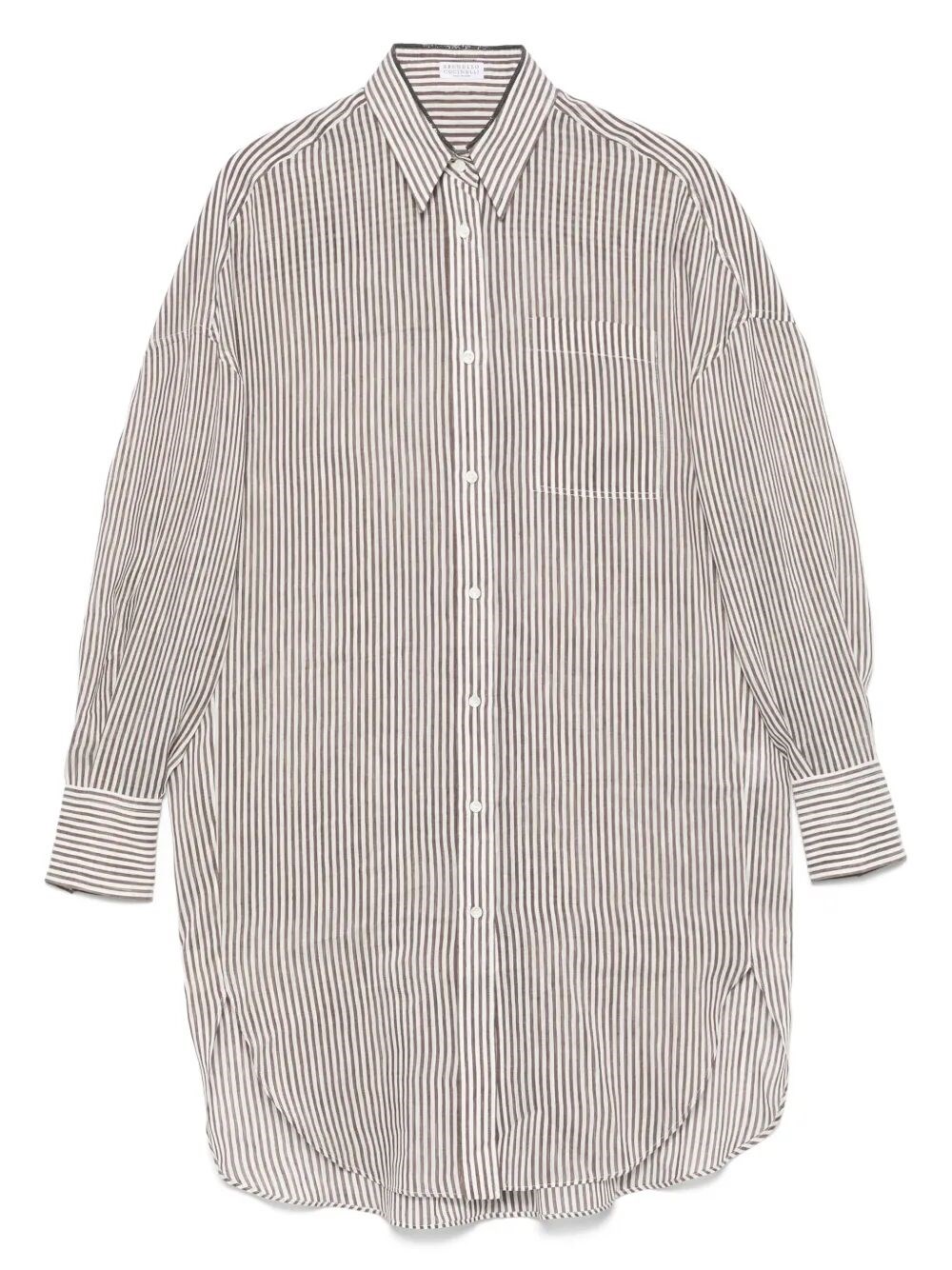 Brunello Cucinelli Langes Hemd Mit Streifen In White