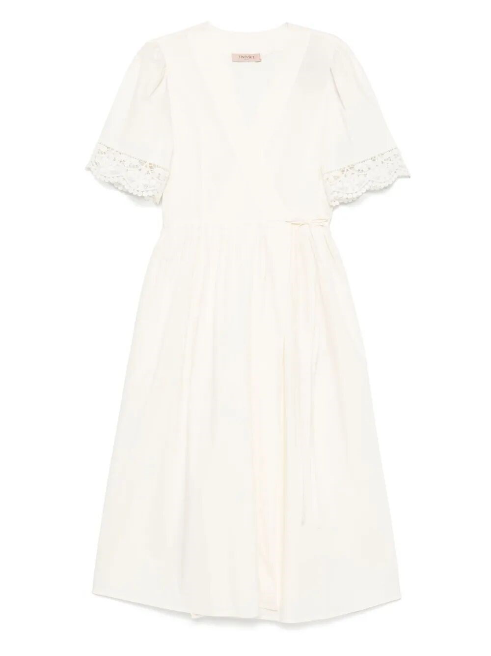 Twinset Twin-set Wrap Design Dress With Puff Sleeves In White