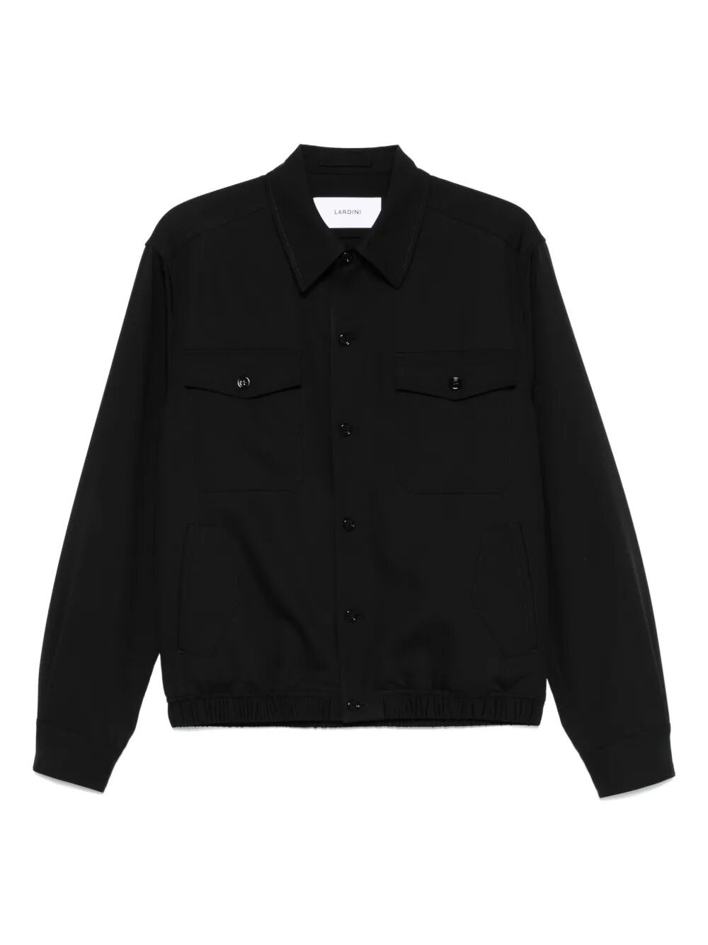 Lardini Textured Wool Knit Jacket With Button Fastening And Flap Pockets In Black