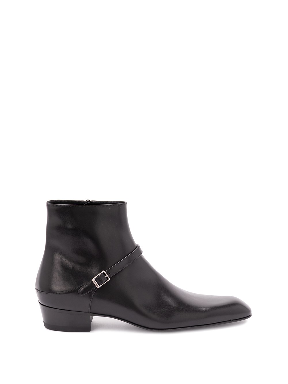 Saint Laurent Augustin Ankle Boots With Pointed Toe And Buckle Detail In Black