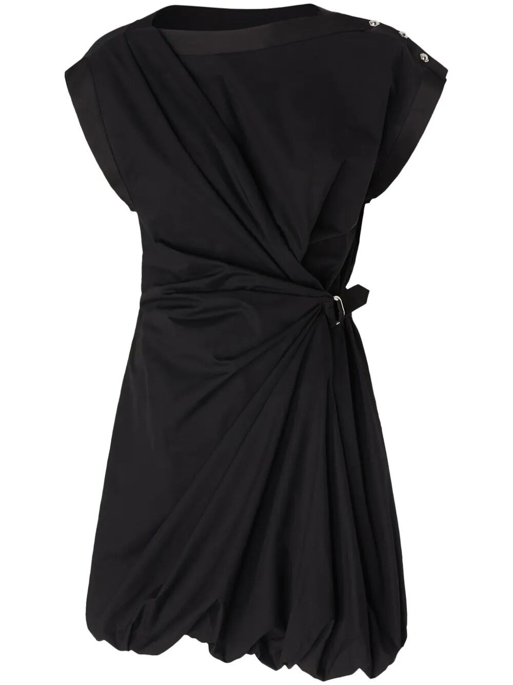 Pinko Cotton Dress With Pleated Skirt And Buttoned Shoulders