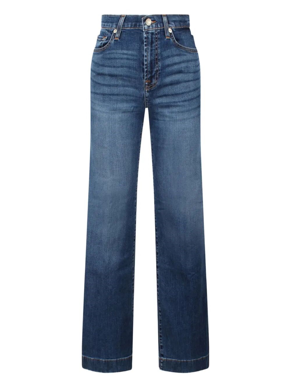 7 For All Mankind Womens Gran Canyon Modern Dojo Flared-leg High-rise Denim-blend Jeans