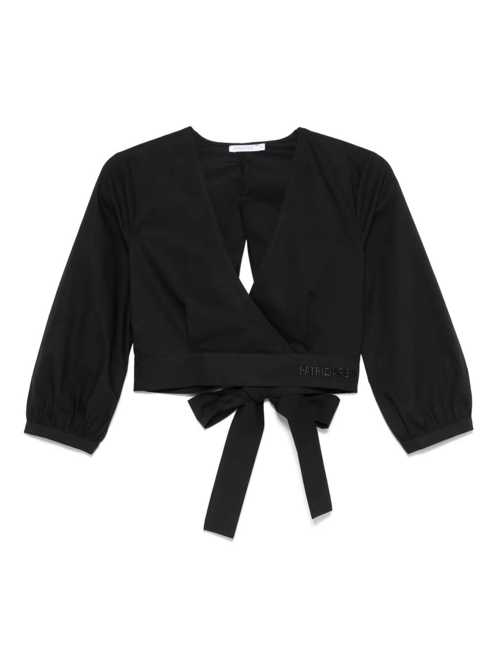 Patrizia Pepe Wrap Design Top With Deep V-neckline In Black