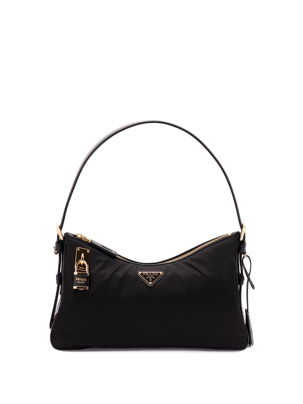 Prada Aimee Large Re-nylon And Leather Shoulder Bag With Padlock