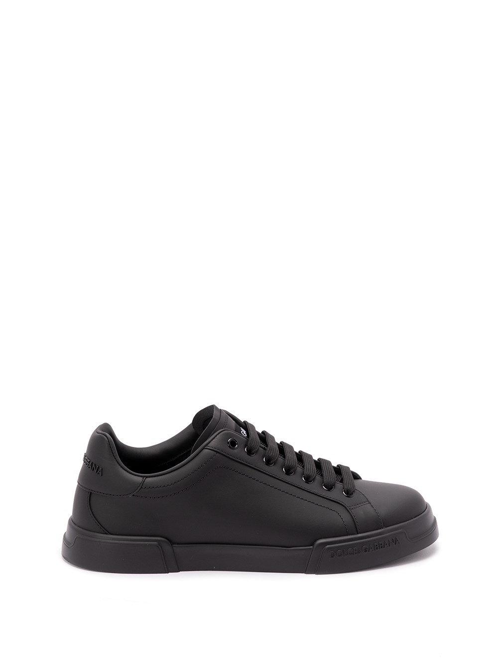 Dolce & Gabbana Portofino Light Black Sneakers With Logo Patch On The Tongue And Tonal Logo Lettering On The Heel In In Black