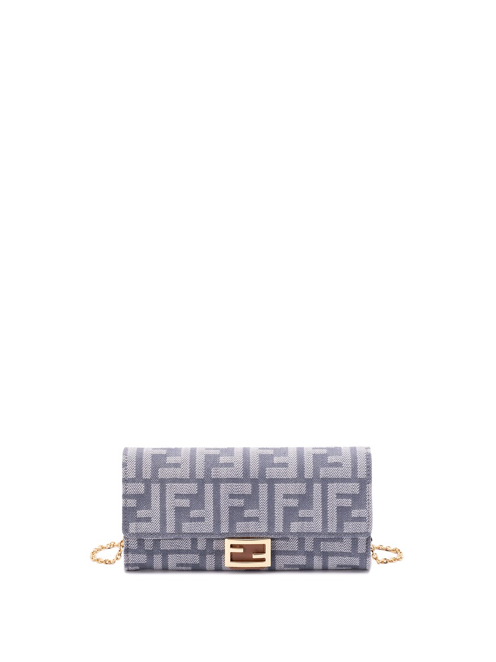 Fendi Denim-effect Ff Jacquard Uette Continental Wallet With Chain Bags
