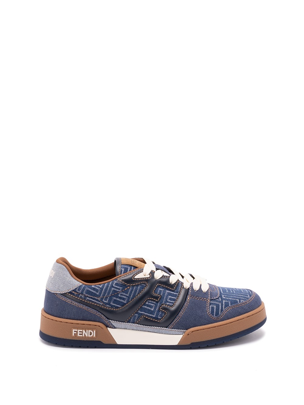 Fendi Match Denim Ff Embossed Sneakers Blue In Blue