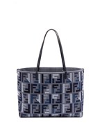 fendi `roll` large denim tote bag with `ff` embroidery