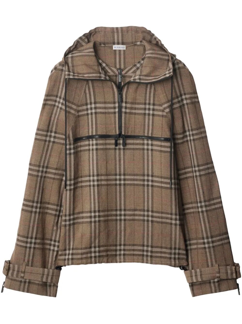 Burberry Half-zip Jacket With Check Pattern In Silk Blend Men