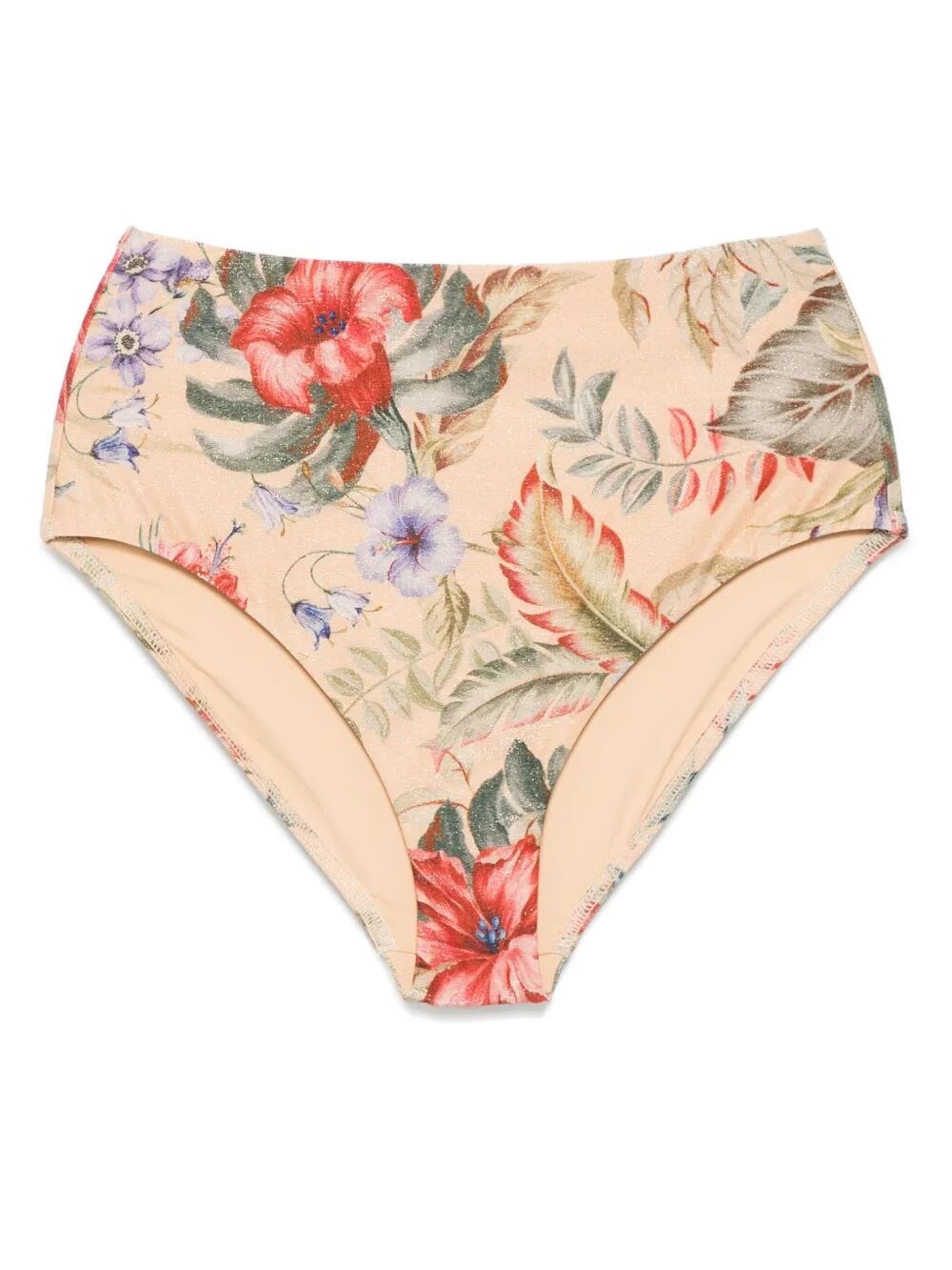 Zimmermann Coco High Waist Bikini Bottoms Tan Multi Floral In Multi