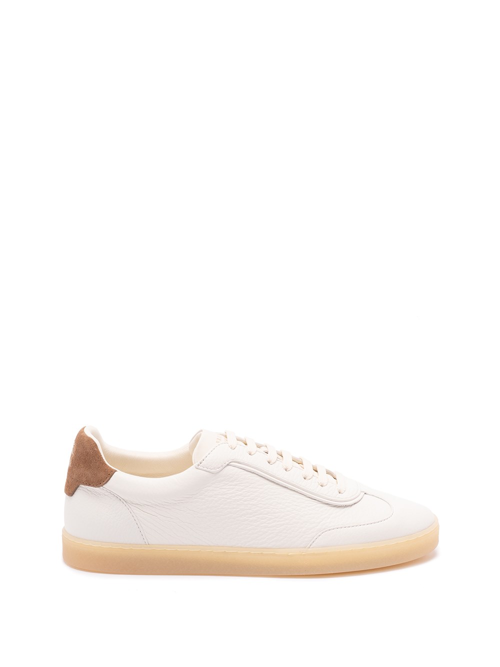 Brunello Cucinelli Branded Heel-counter Cotton Sneakers In White