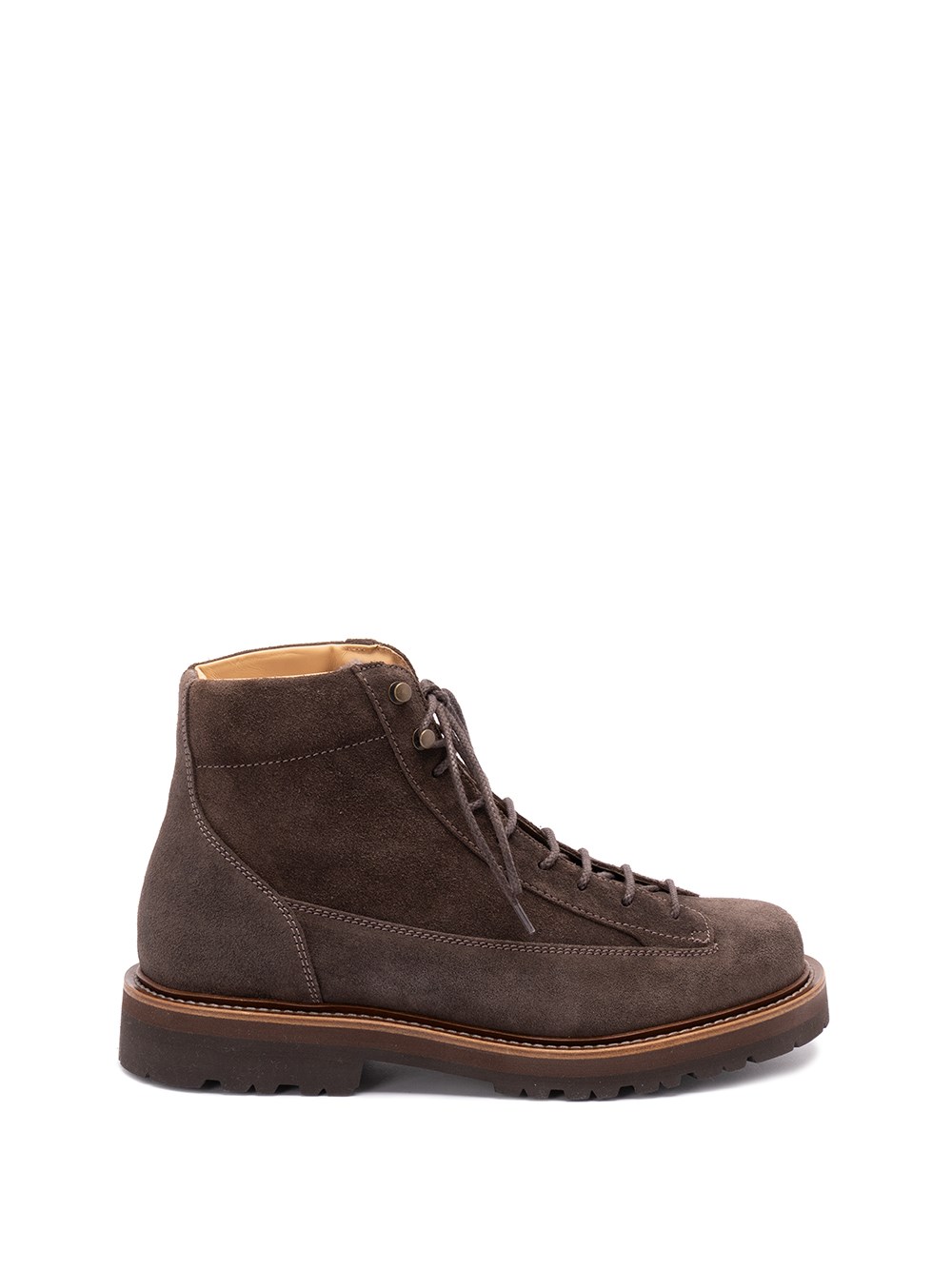 Brunello Cucinelli Brown Suede Boots With Lace-up Fastening