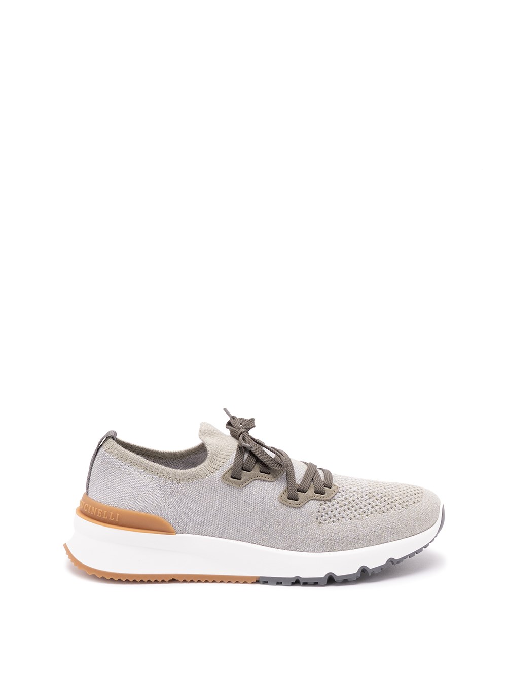 Brunello Cucinelli Men Knit Sneakers In Nude