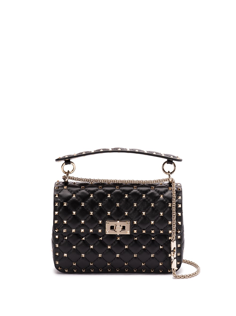 Valentino Rockstud Spike Medium Shoulder Bag In Black