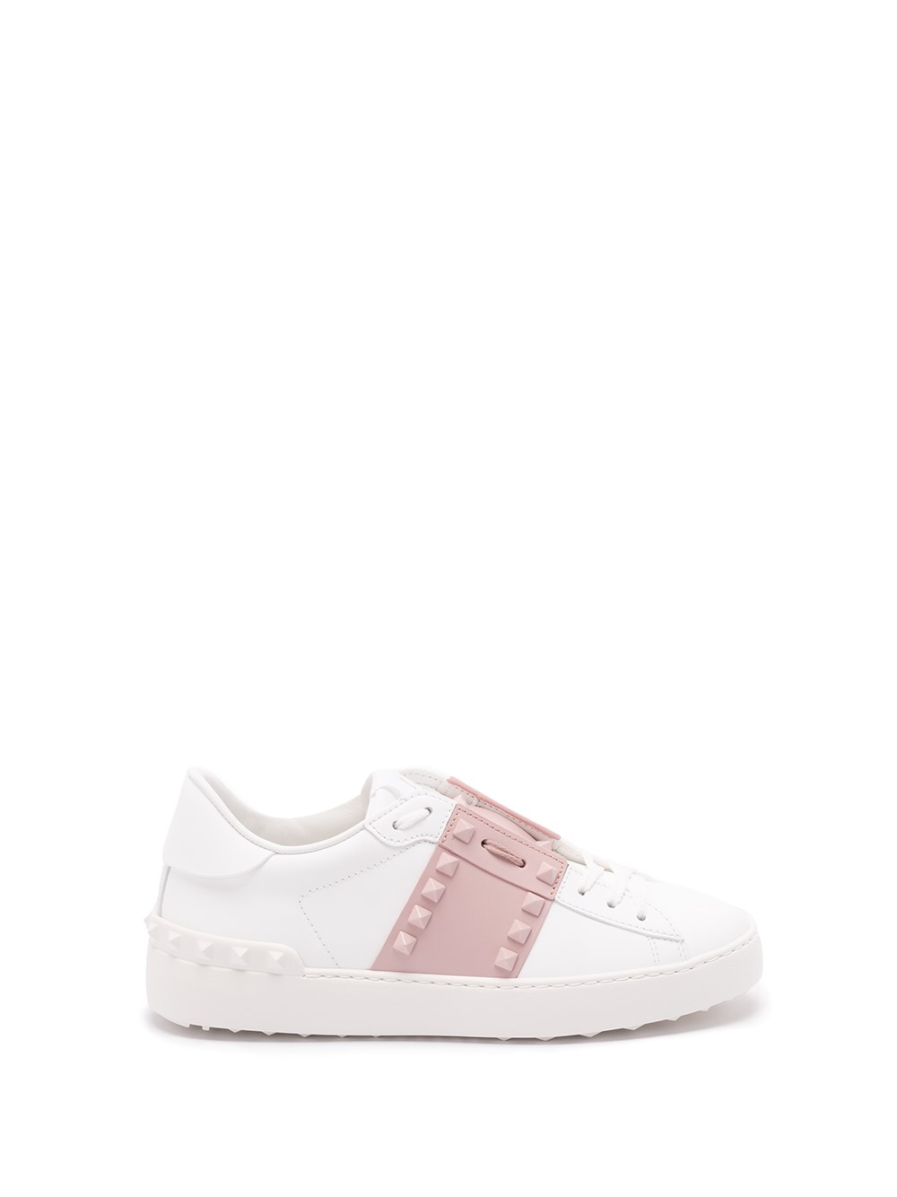 Valentino Studded Calfskin Sneakers Rubber Studs In White
