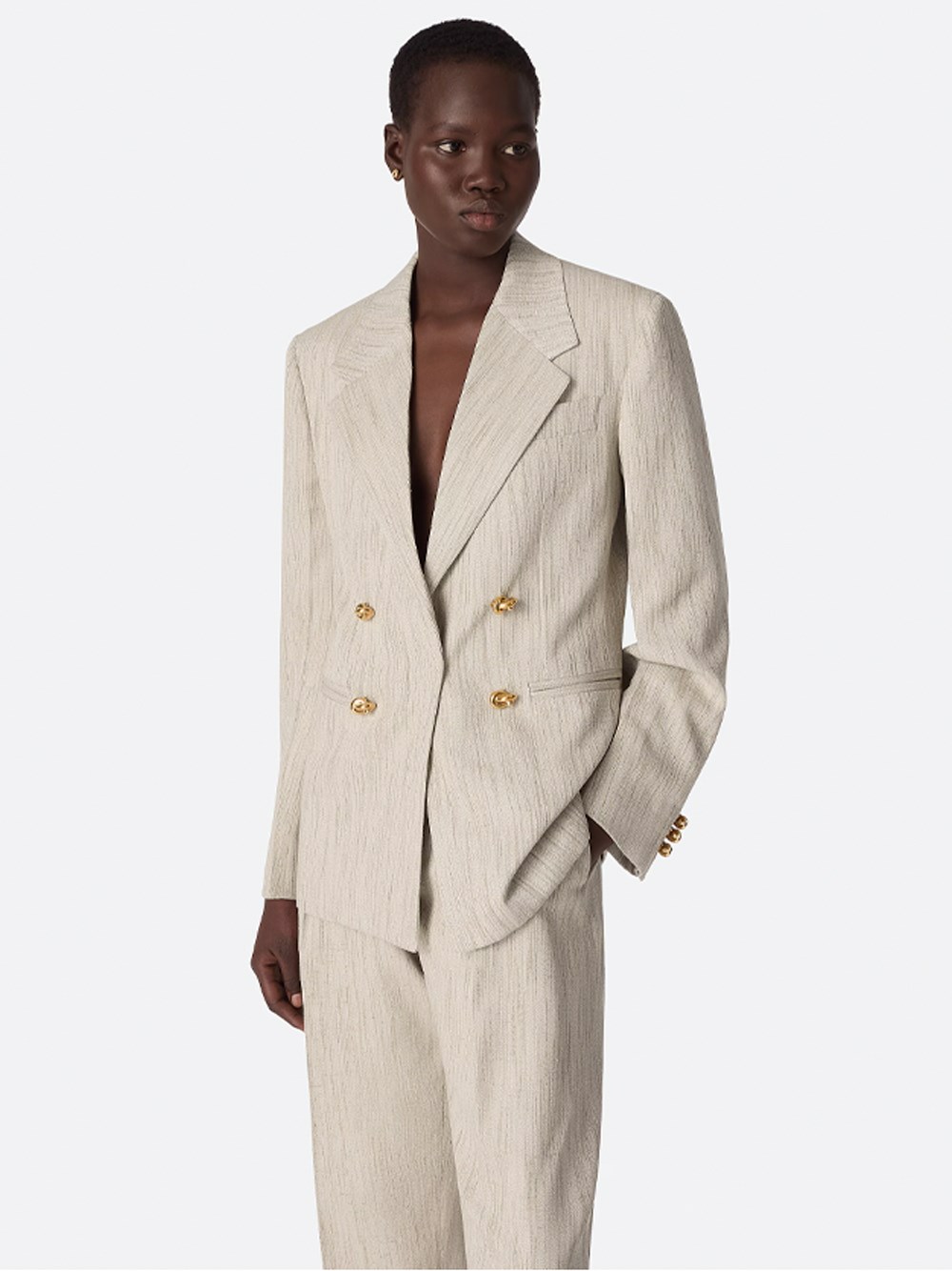 Bottega Veneta Women Melange Sand Viscose Blend Blazer