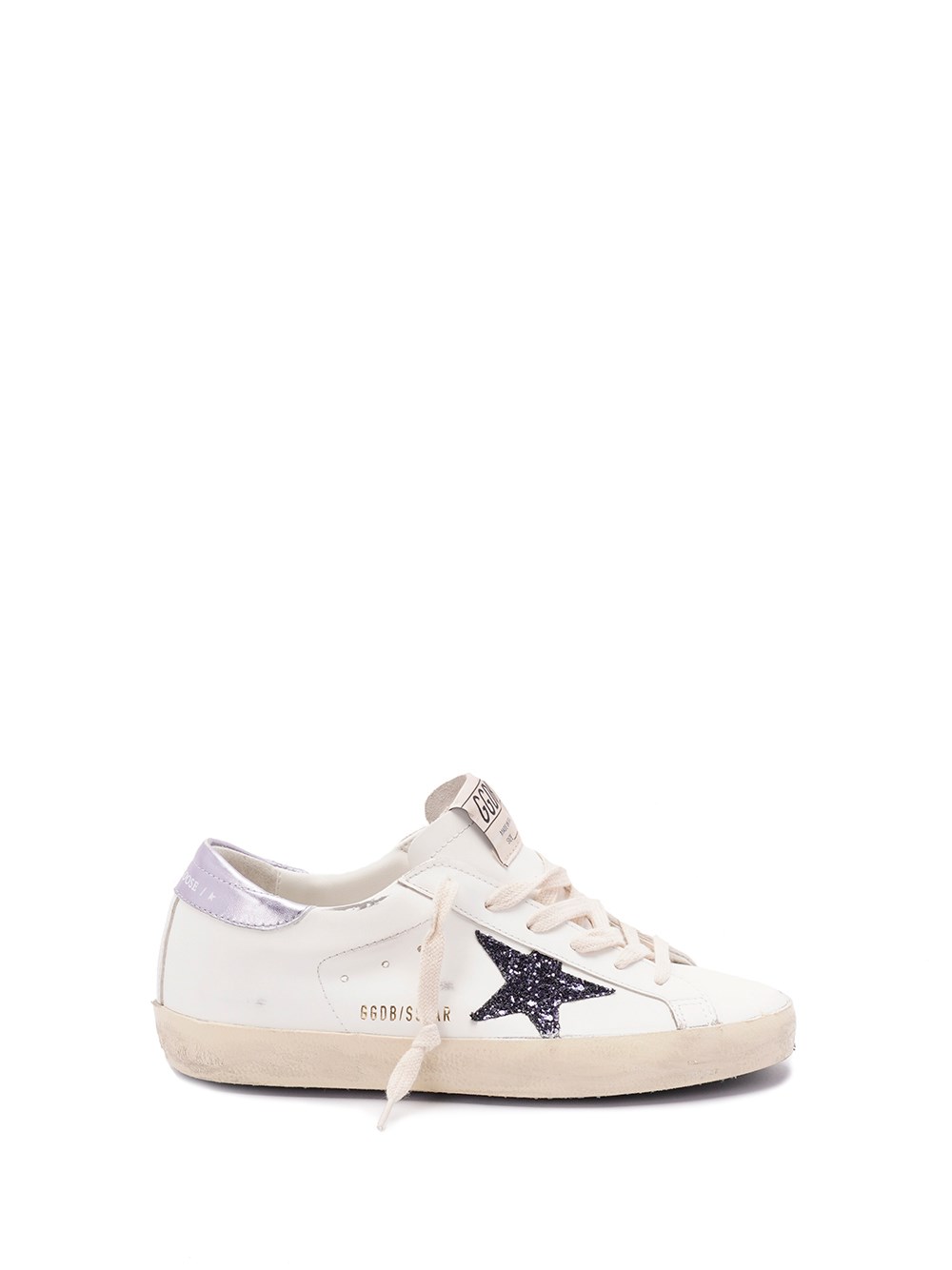 Golden Goose Super Star Leather Upper And Toe Glitter Star Laminated Heel