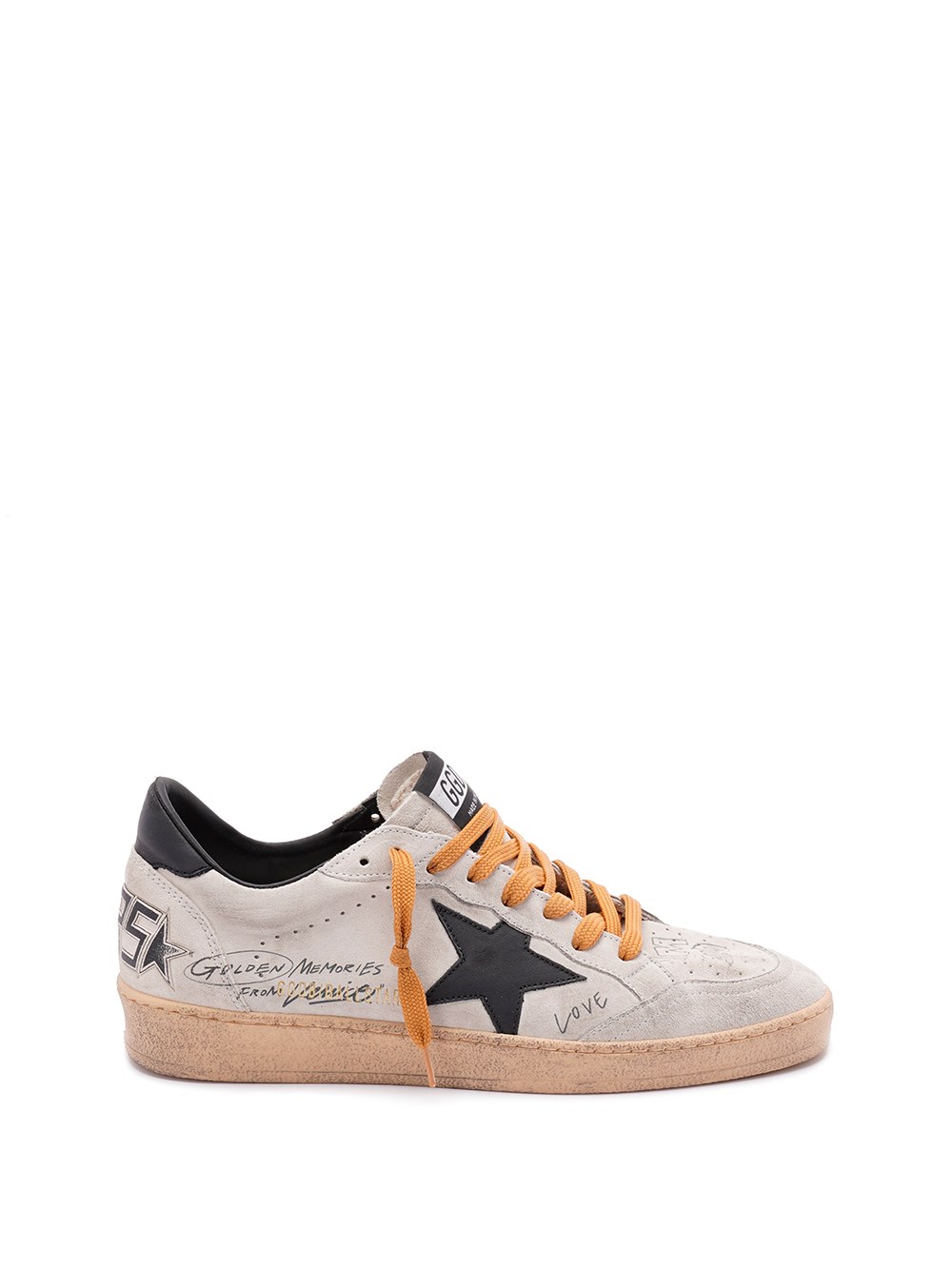 Golden Goose Ballstar Suede Upper Toe Tongue And Spur Leather Star And Heel Sneakers Black In White