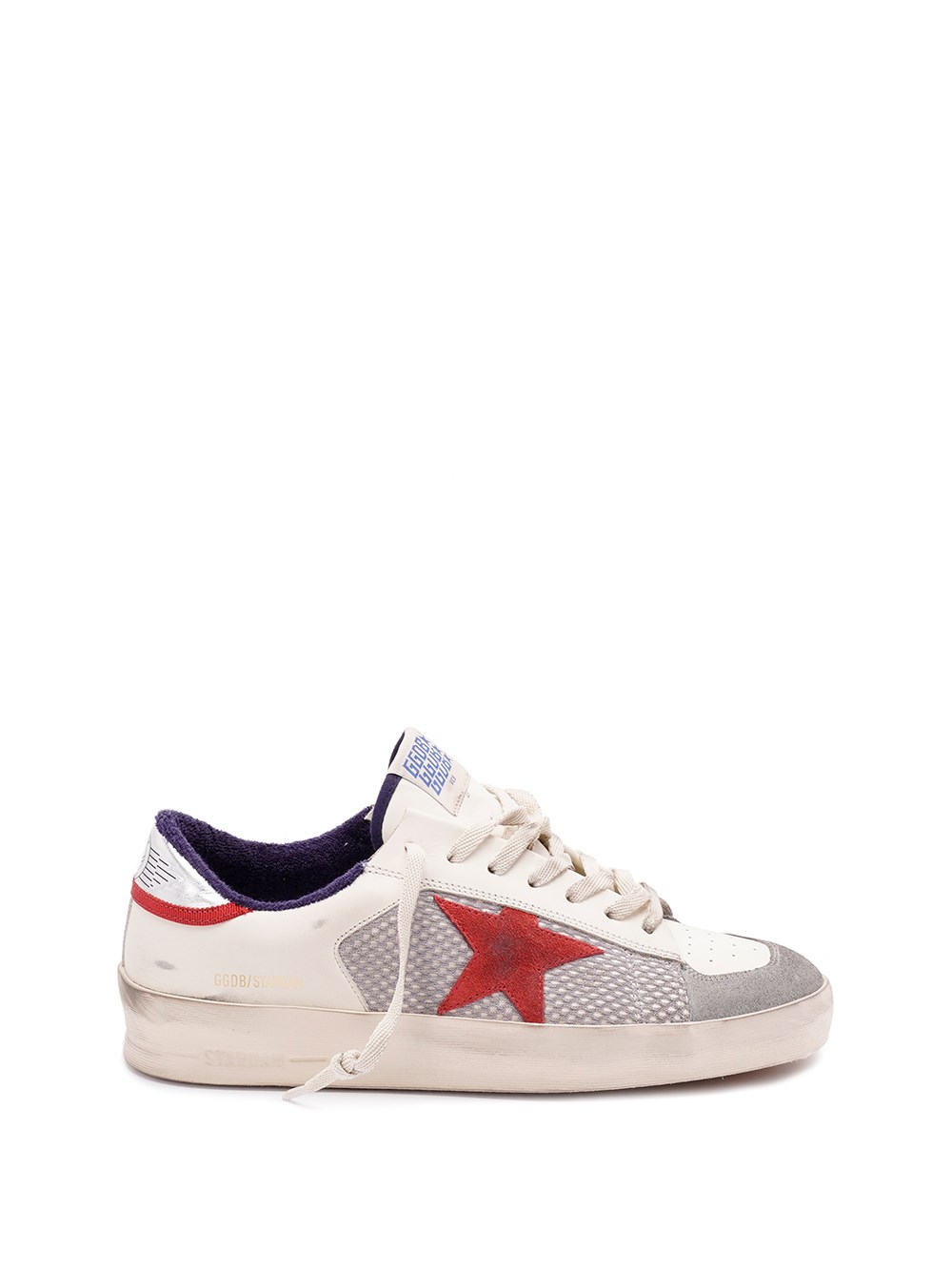 Golden Goose Stardan Leather And Net Upper Suede Toe And Star Laminated Heel Sneakers White