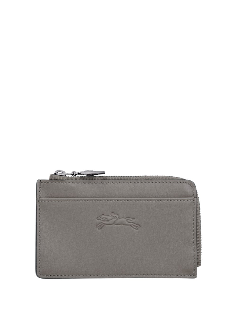 Longchamp Le Pliage Textured Leather Cardholder In Gray