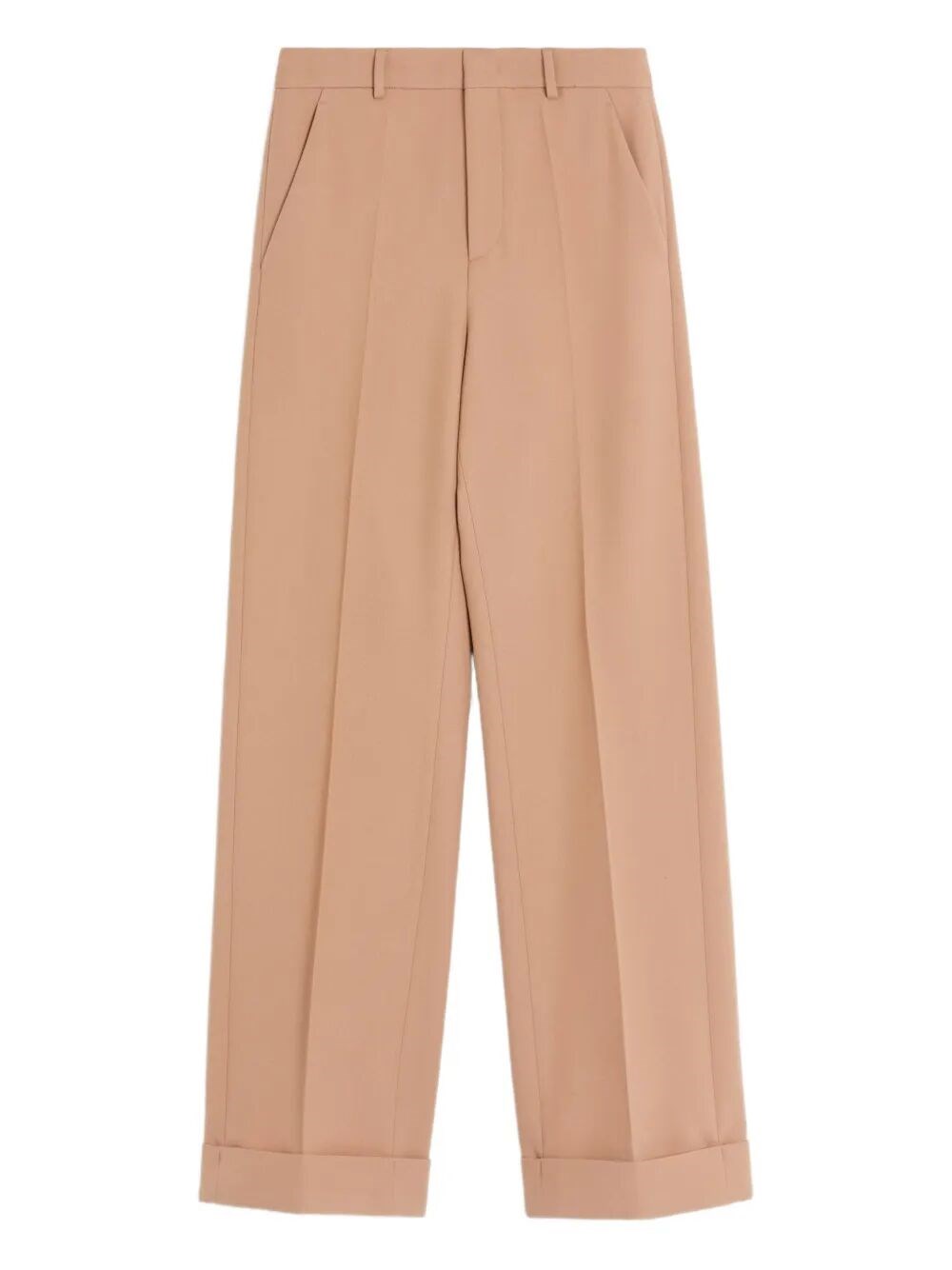Valentino Wide-leg Trousers With Cuffed Hem And Pleats
