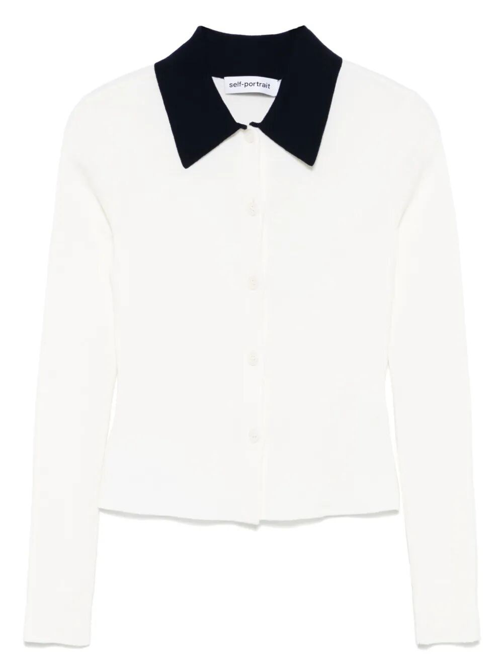 Self-portrait Self Portrait Women Wool Cardigan With Contrasting Collar In White