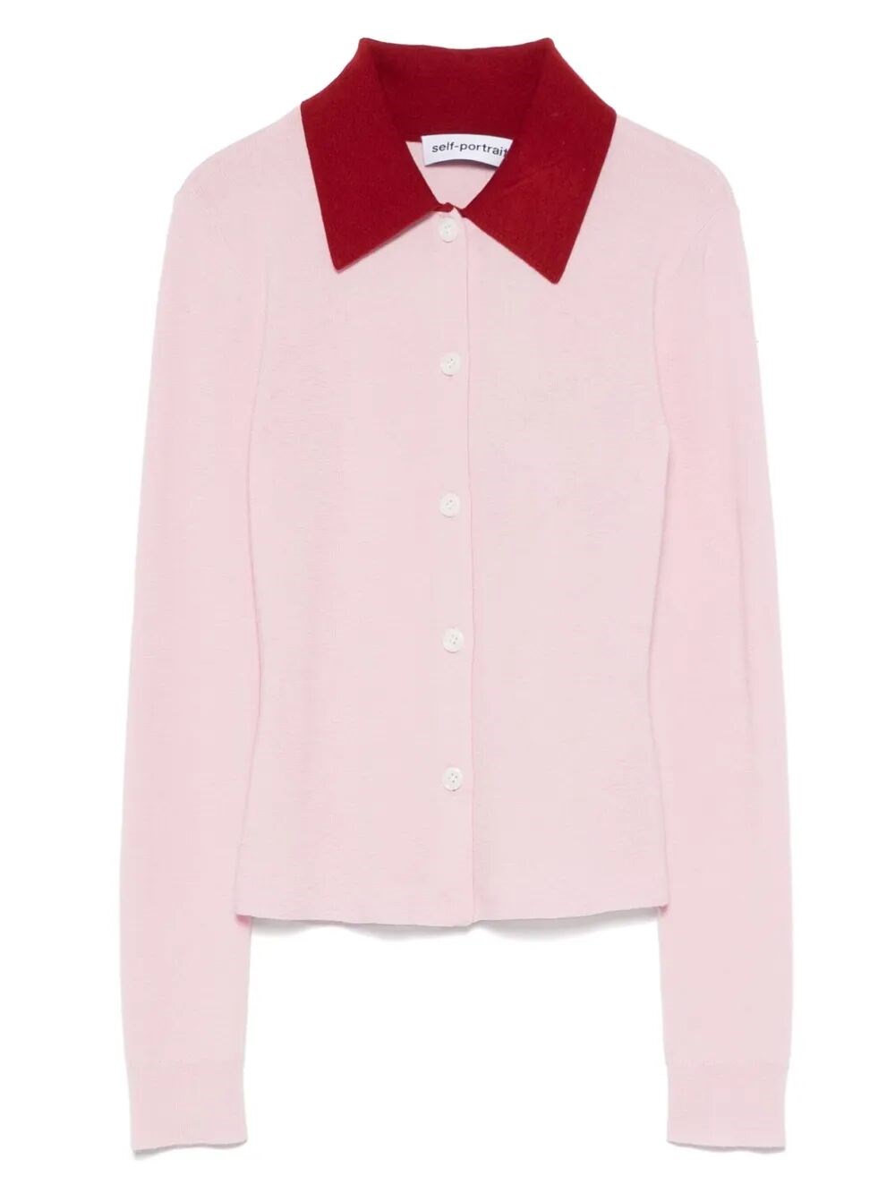 Self-portrait Self Portrait Women Wool Cardigan With Contrasting Collar In Pink