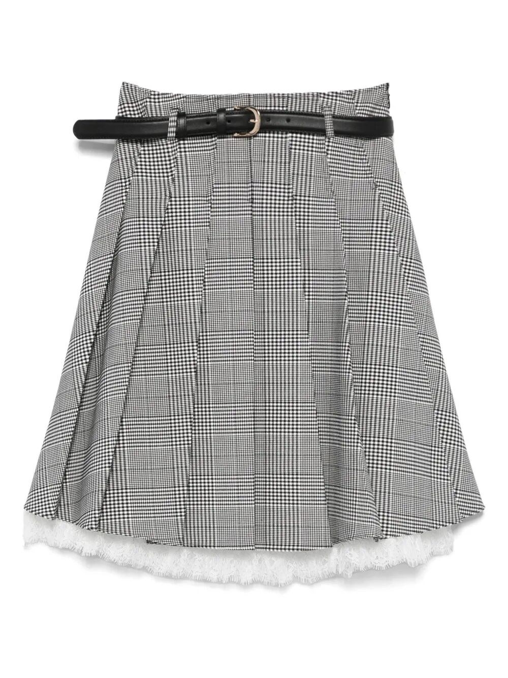 Self-portrait Prince Of Wales Check Pleated Midi Skirt In Gray